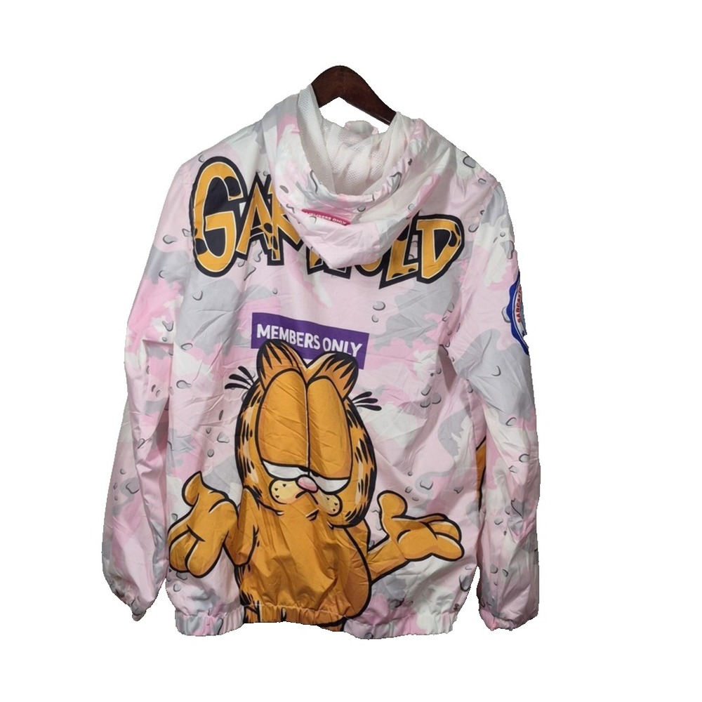 Garfield Members Only Jacket Adult Small Pink Camo Hooded Full Zip MNL1B0128 - Picture 2 of 11